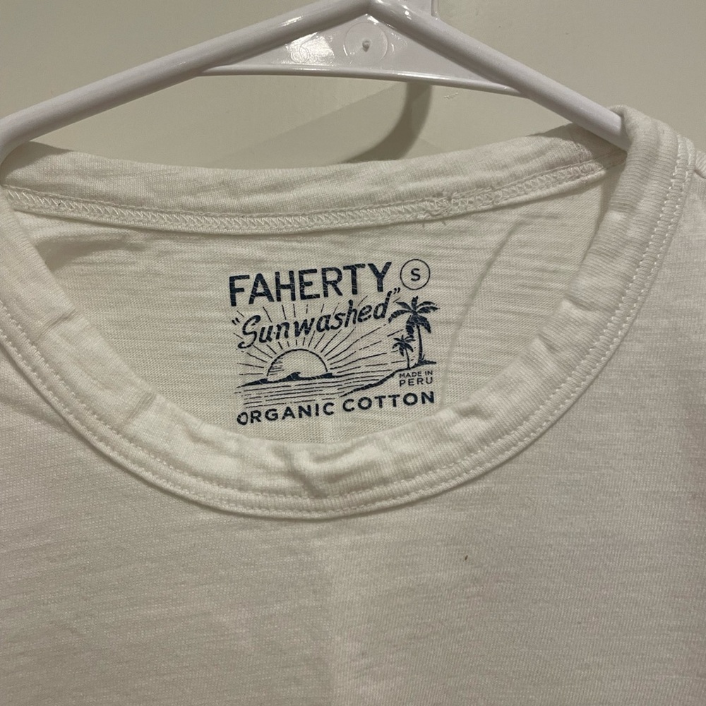 Faherty white and blue Stripe Men's Tee - Picture 3 of 5
